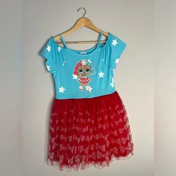 LOL Surprise Dress Tulle Girls Size XXL Plus (18) Red White and Blue Fourth - Picture 2 of 7